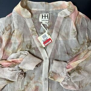 Haute Hippie Multi Color Floral Long Sleeve Blouse Womens L Boho NWT Retail $295